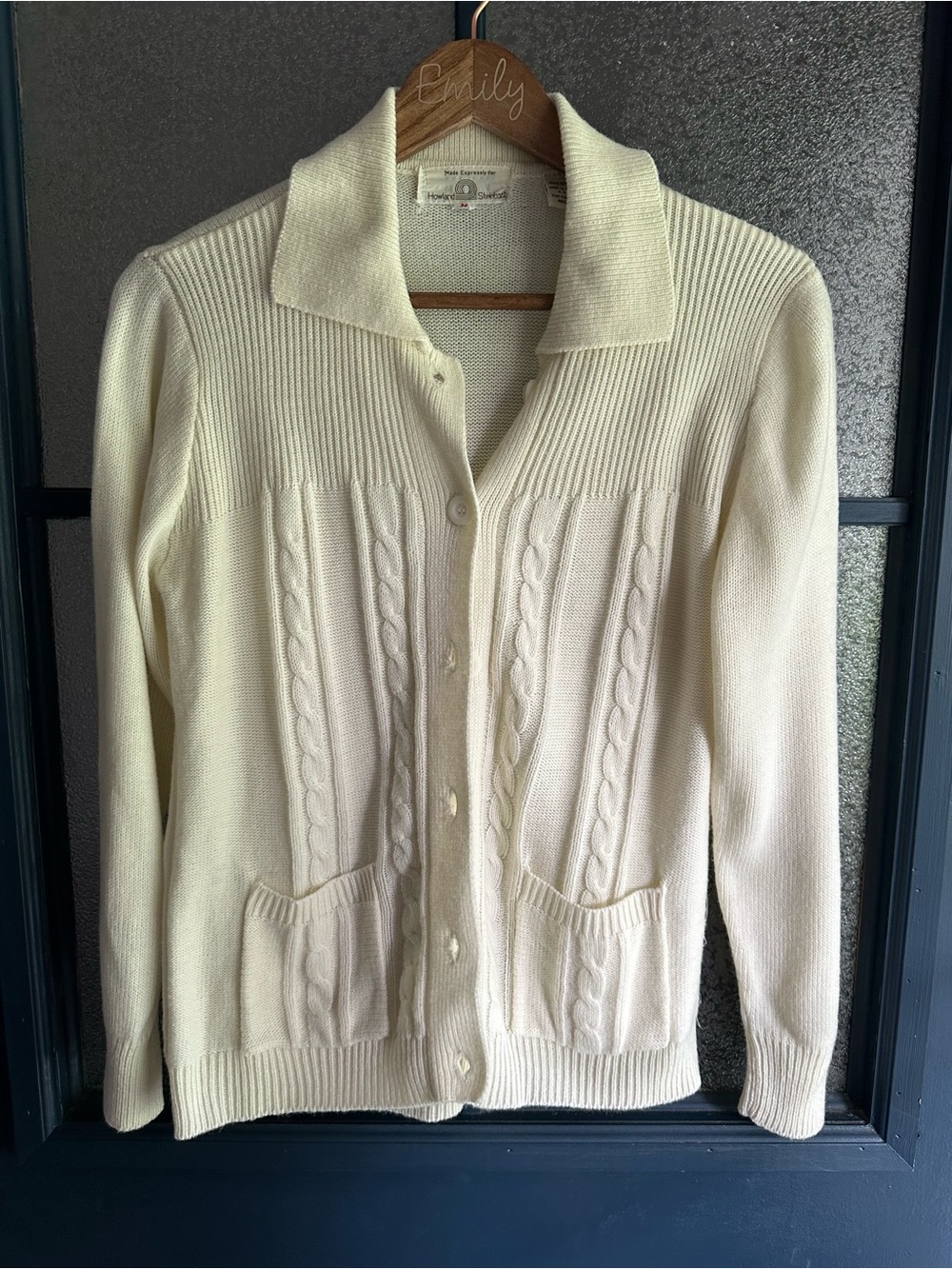 Vintage Classic Cable-Knit Button-Front Cardigan Sweater